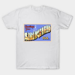 Greetings from Springfield Illinois - Vintage Large Letter Postcard T-Shirt